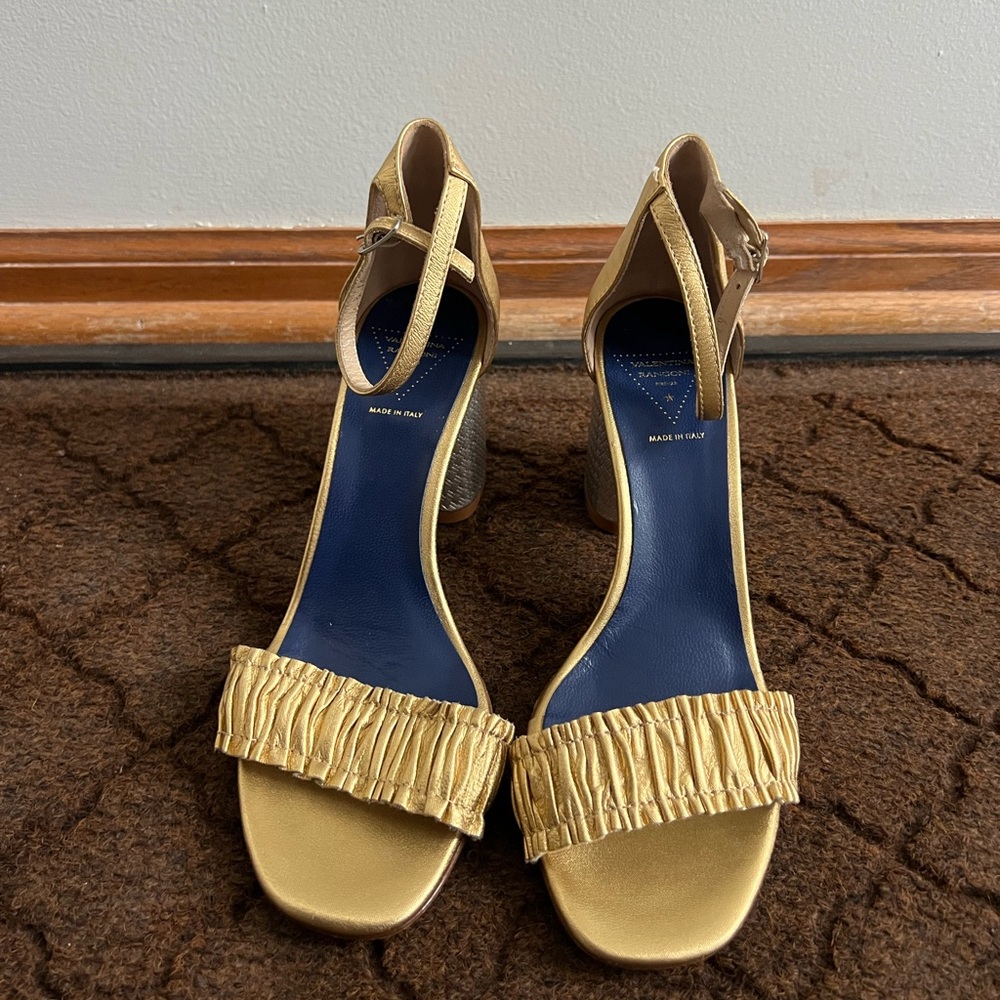 Valentina Gold Strappy Heels Size 6.5
